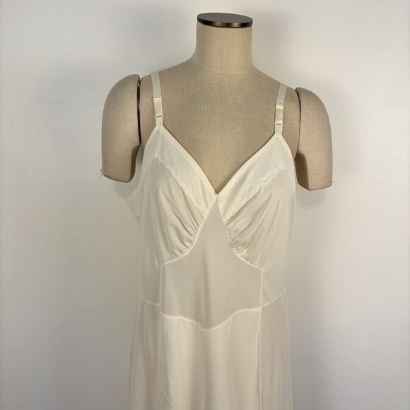 VTG ILGWU Wonder Val Ivory White Cream Dress Full Slip Lingerie SZ 44 / XL - Picture 5 of 9